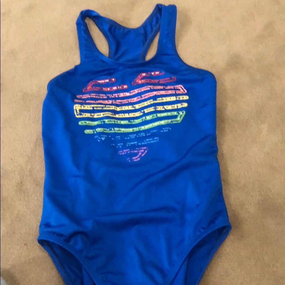 Random hearts girls bathing suit